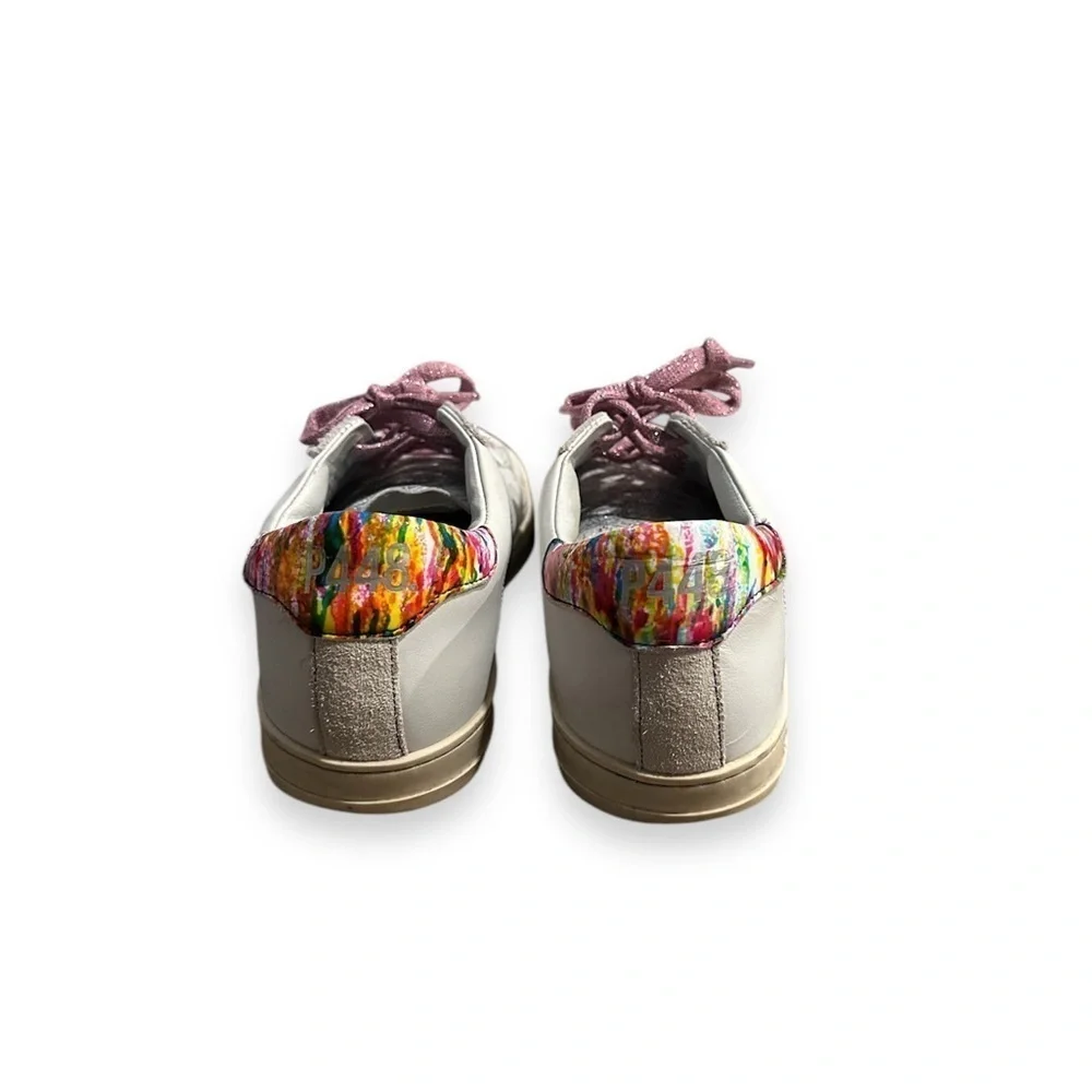 NWOT P448 John Lionfish Rainbow, White, and Pink size 38